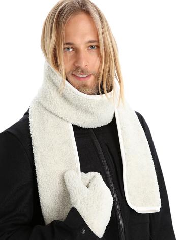 Men's Icebreaker Unisex RealFleece™ Merino High Pile Scarves Ecru Heather | CA 1882UZGT